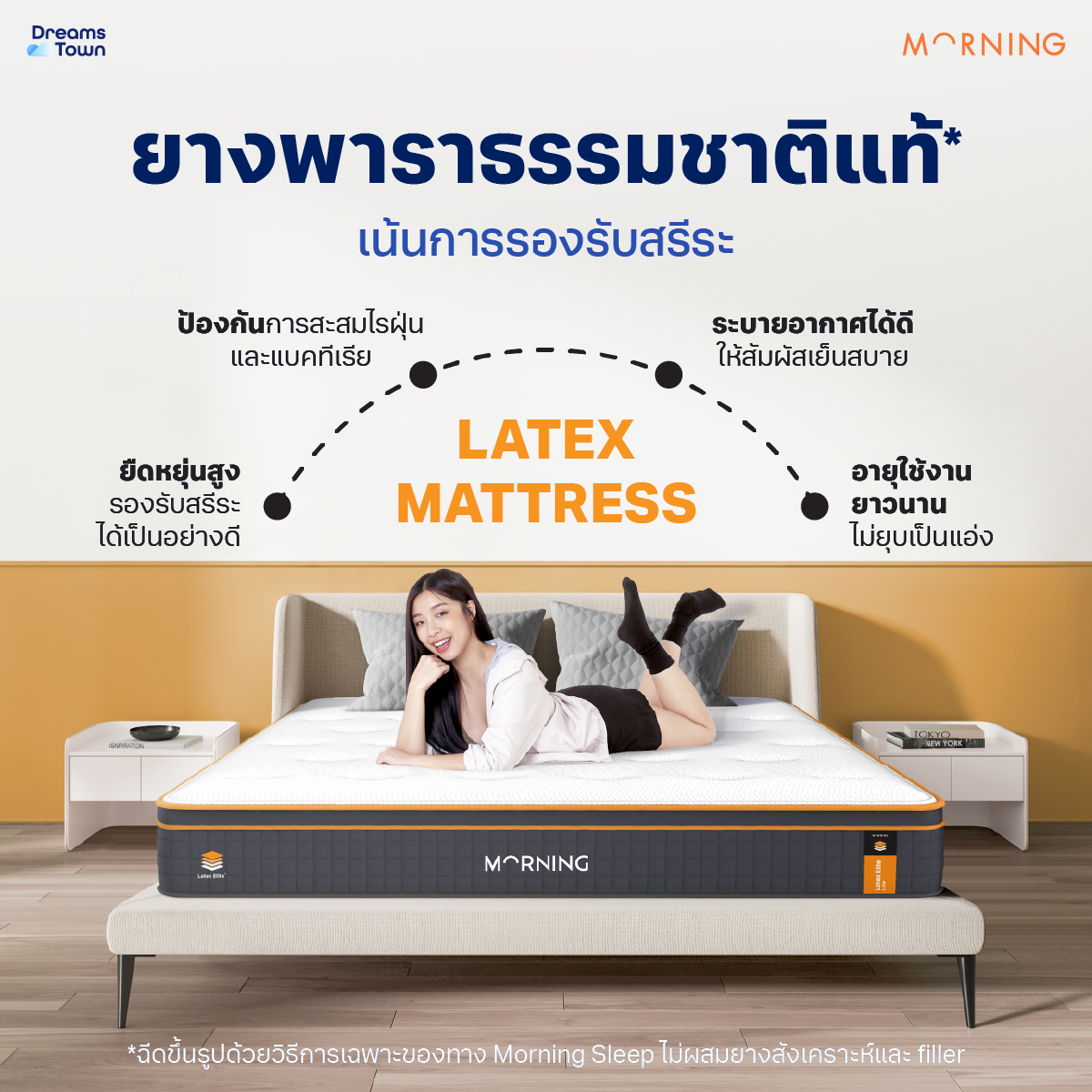 ที่นอนยางพาราแท้ ผสานสปริงพรีเมี่ยม 6 ฟุต MORNING LATEX ELITE LITE หนา 8 นิ้ว_2